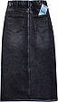 Джинсова пряма спідниця міді довжина 82 см пояс з резинкою колір графіт, фото 5