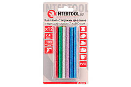 Клейові стрижні Intertool 7.4 x 100 мм кольорові перламутрові (12 шт.)
