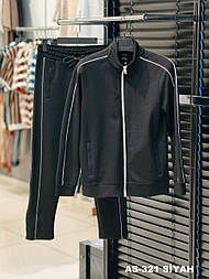Чорний чоловічий спортивний костюм із рівними штанами