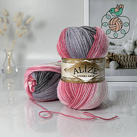 Пряжа Alize Angora Gold Batik №1602, рожево-сірий