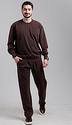 Стильний чоловічий спортивний костюм варенка з рівними штанами в коричневому кольорі