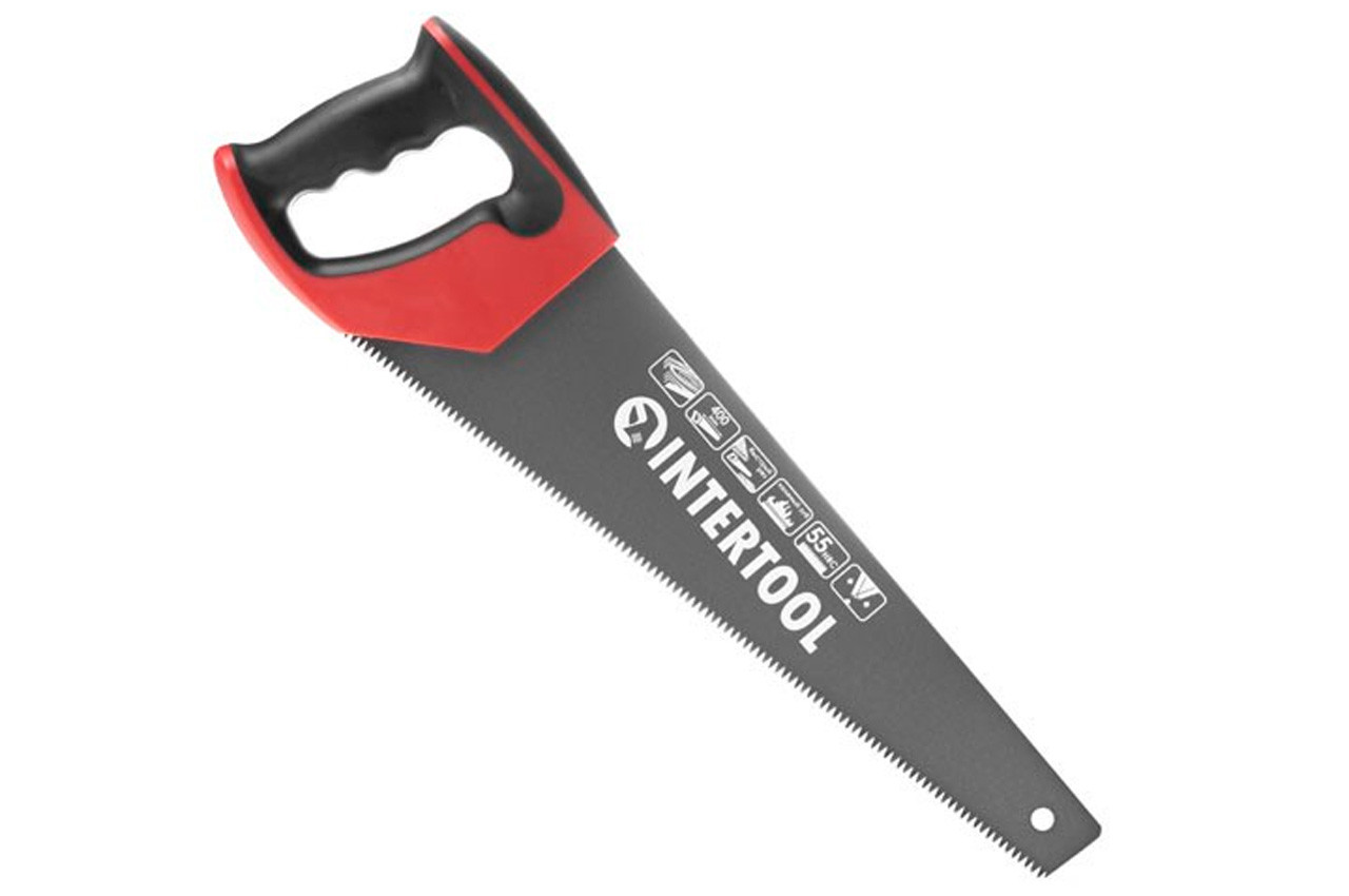 Ножівка по дереву Intertool 400 мм потрійна заточка 7T х 1" з тефлоновим покриттям