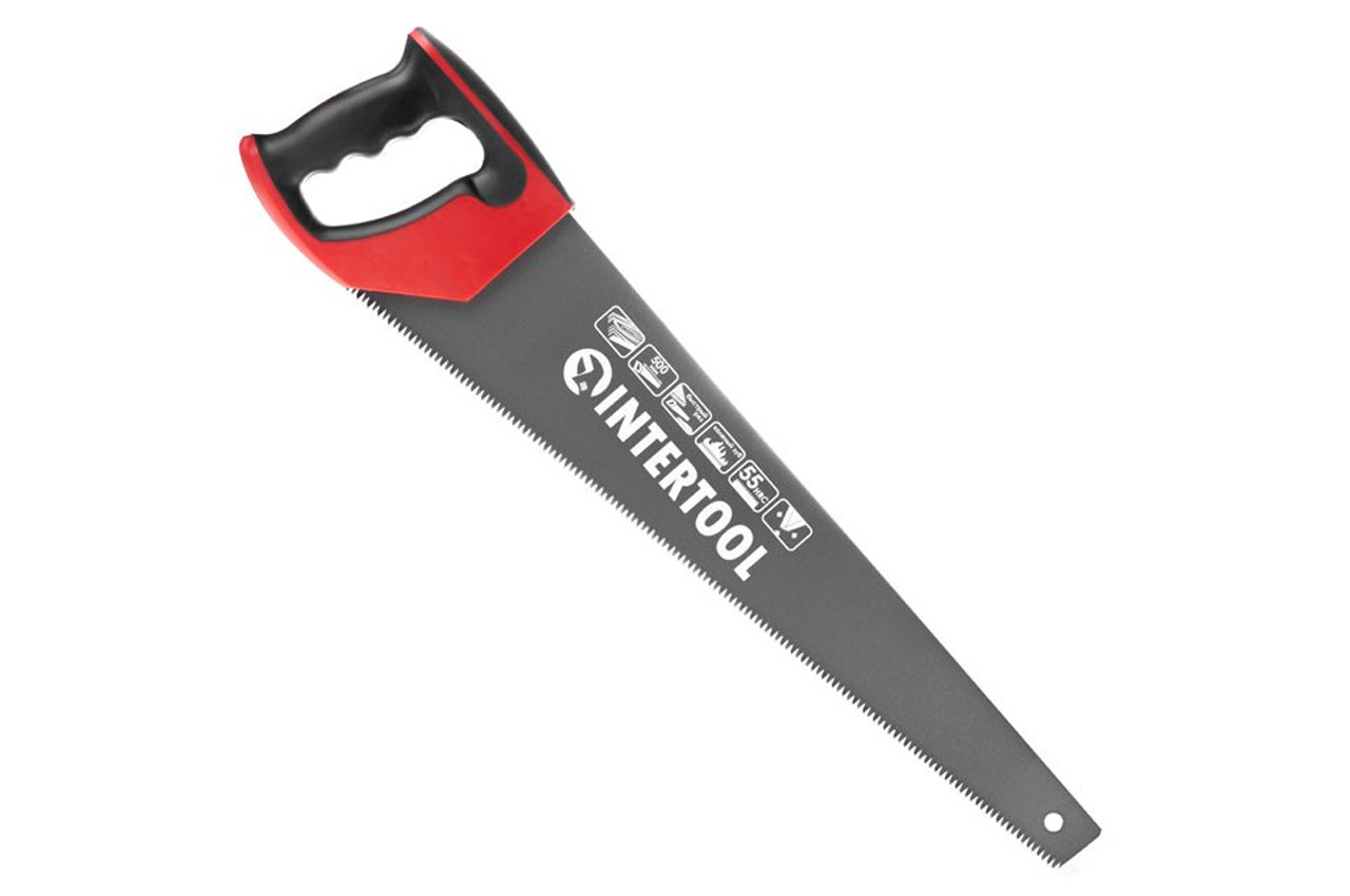 Ножівка по дереву Intertool 500 мм потрійна заточка 7T х 1" з тефлоновим покриттям
