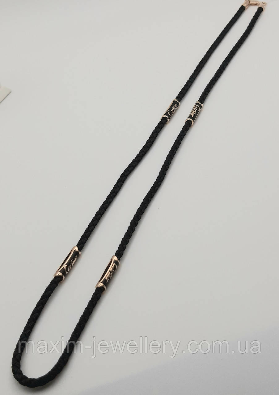 Шовковий ювелірний шнурок з золотим замком, фото 1