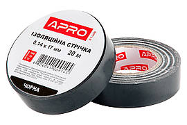 Стрічка ізоляційна Apro 20 м x 17 x 0.14 мм Чорна (10 шт.)