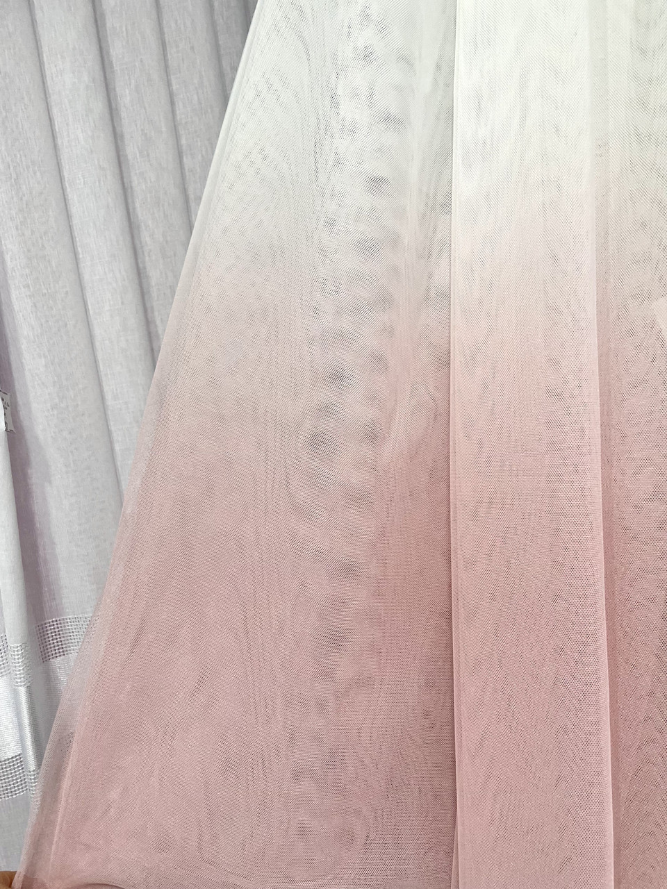 Тюль Омбре біло рожевий фатин висота 2,95 м, фото 1