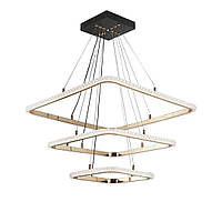 Підвісна LED люстра 156W з пультом Interees з трьома ярусами 3000-6000К чорна/золота IP20 C9079-3