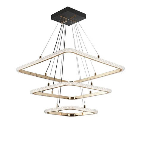 Підвісна LED люстра 156W з пультом Interees з трьома ярусами 3000-6000К чорна/золота IP20 C9079-3, фото 1