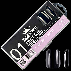 Гелеві типси 240шт./уп. - Дизайнер (для нарощування нігтів, прозорі), Квадрат S 01