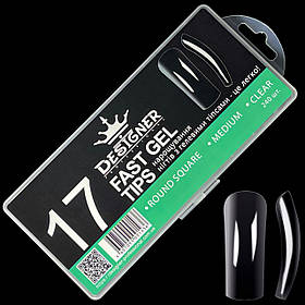 Гелеві типси 240шт./уп. - Дизайнер (для нарощування нігтів, прозорі), М'який квадрат M 17