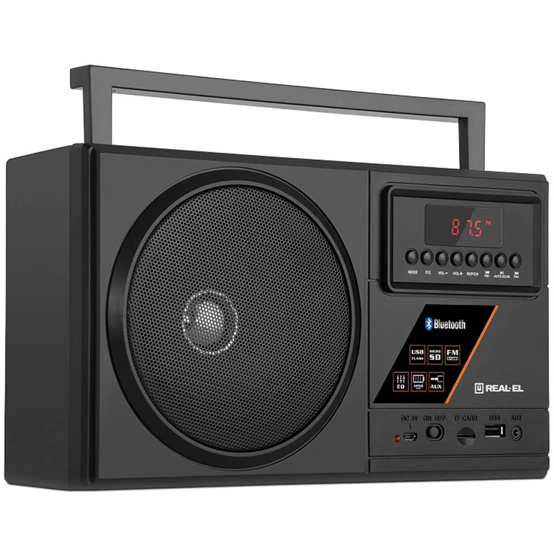 Радіоприймач REAL-EL X-700 Black Акумулятор DS, фото 1