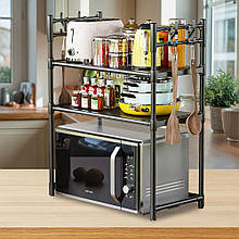 Полиця-стелаж для мікрохвильовки Microvave Rack AY-6622/1015 3-ярусна з гачками 72*59,5*33 см, Чорний (AMN)