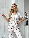 Піжама муслінова з сердечками жіночий комплект для сну з мусліну, фото 2