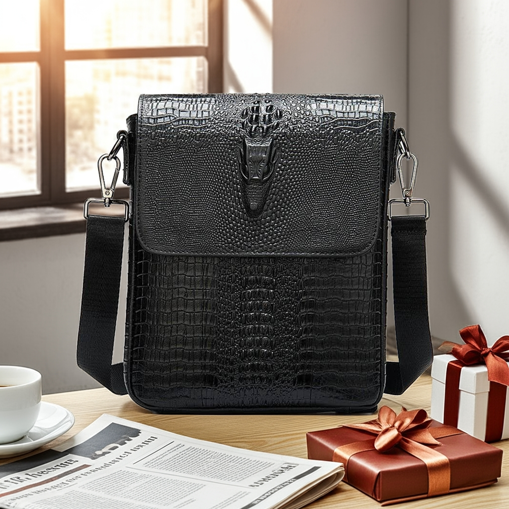 Чоловіча шкіряна сумка на плече під рептилію Leather Collection (5061), фото 1