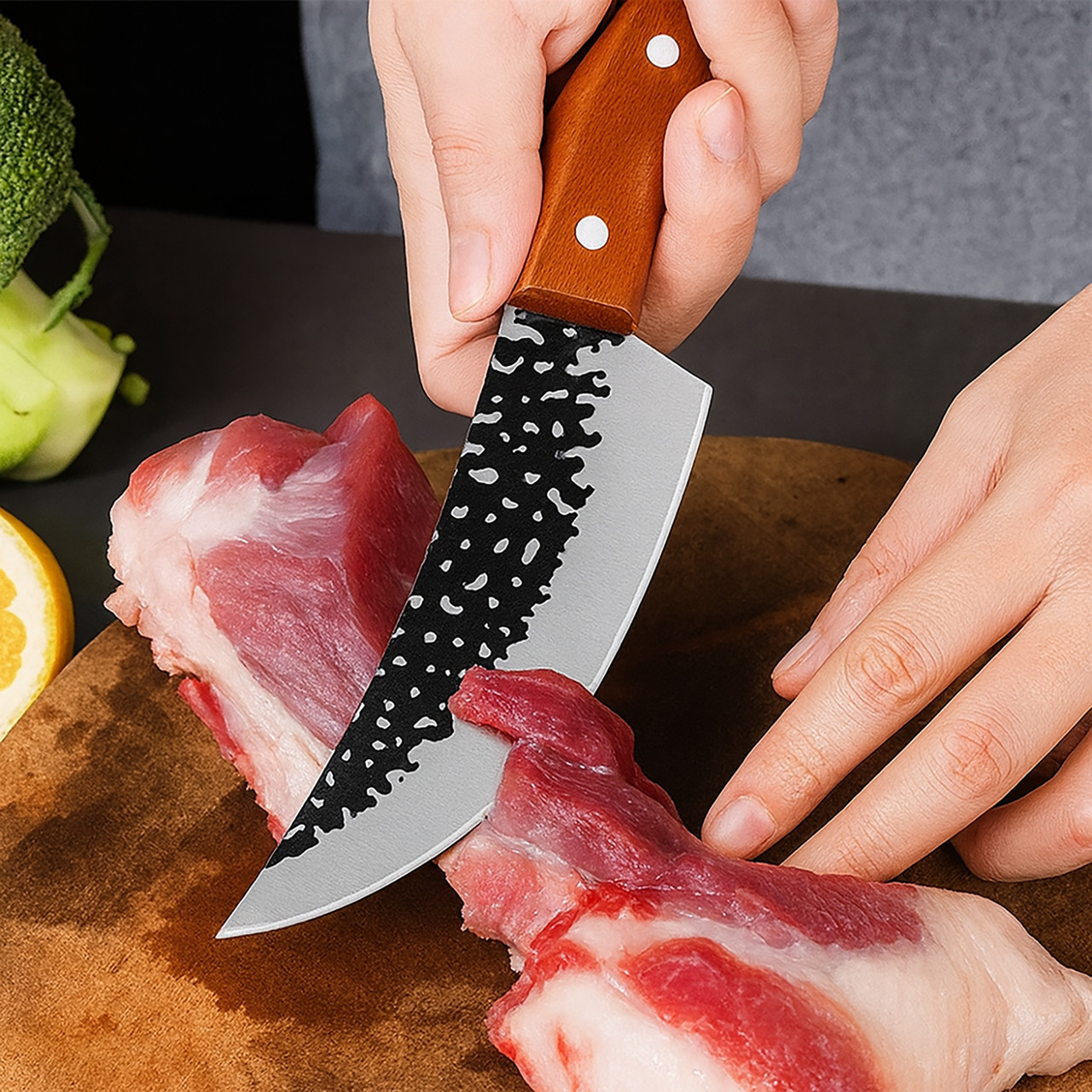 Обвалочний ніж для м'яса Satori з нержавіючої сталі з кованим лезом з дерев'яною рукояткою 26 см