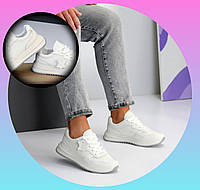 Жіночі білі спортивні кросівки Stilli з еко шкіри на шнурівці сіра підошва