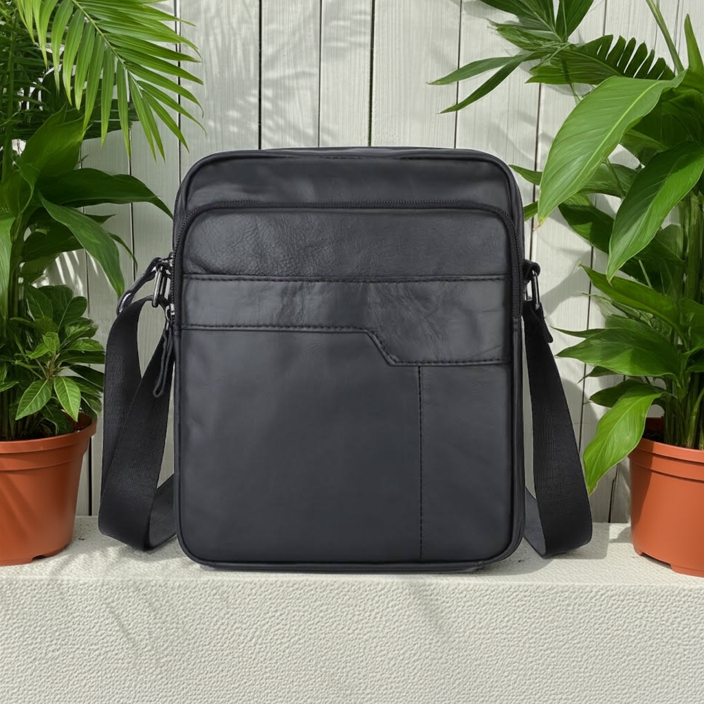 Чоловіча сумка на плече Leather Collection (5039) чорна, фото 1