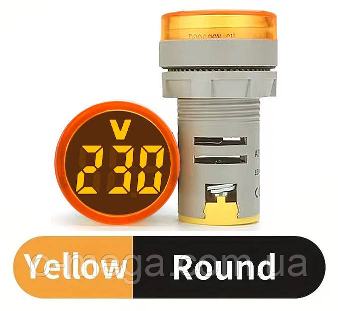 Вольтметр AD16-22DSV АC 60-500В, круглий, жовтий