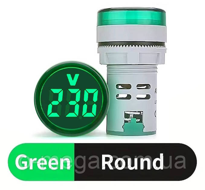 Вольтметр AD16-22DSV AC 60-500В, круглий, зелений