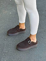 Уги тапки замшеві без п'яти жіночі коричневі 36 37 38 39 40 41