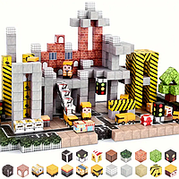 Магнітний конструктор Minecraft 128 шт кубики на магнітах дитячий Майнкрафт Промисловий