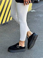Чорні уги капці без п'ят замшеві на потовщеній підошві 36 37 38 41