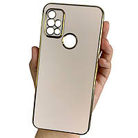 Чохол для Motorola G10 жіночий пудровий чохол із золотою окантовкою