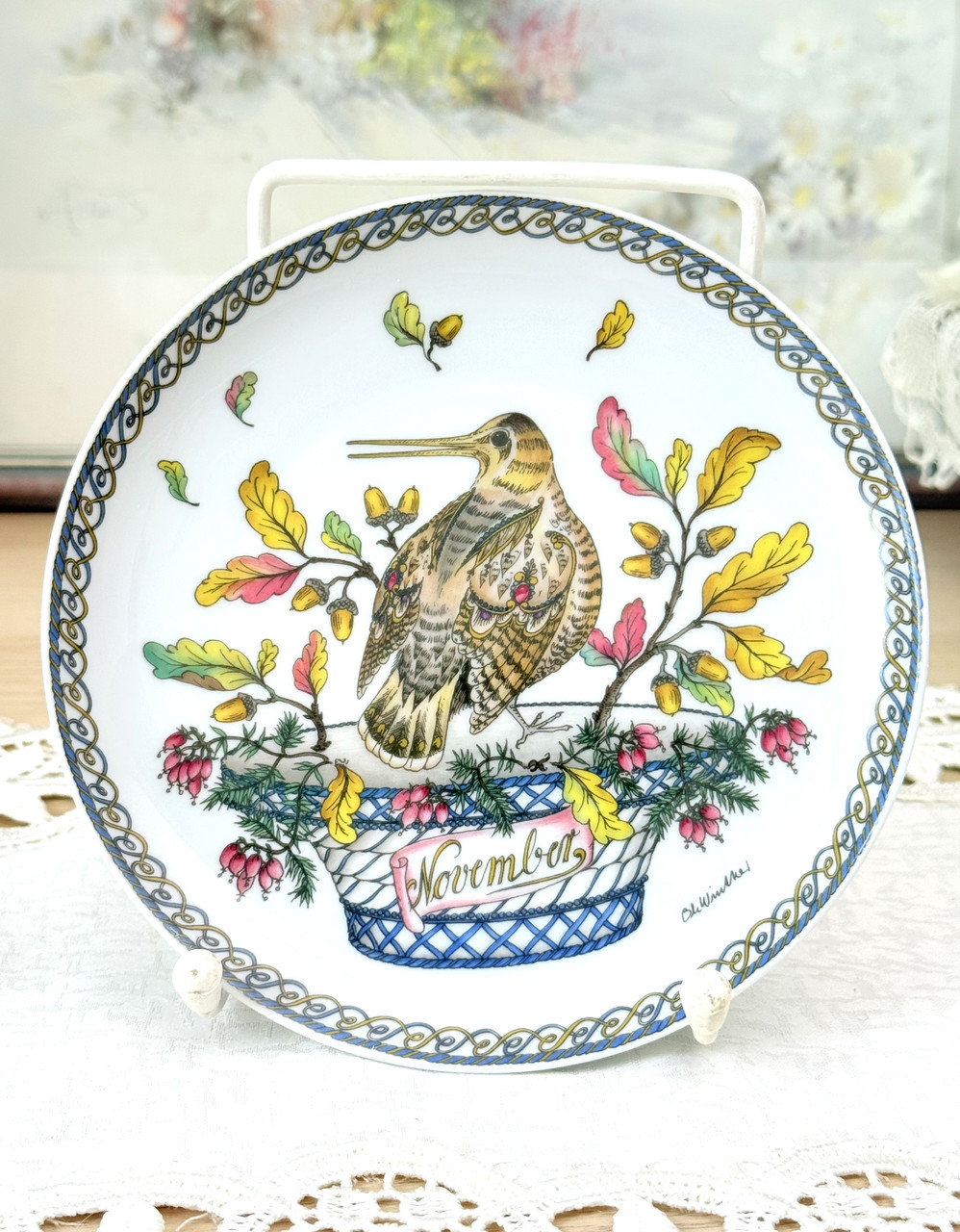 Німецька настінна порцелянова тарілка "Листопад", Hutschenreuther Porzellan, Німеччина, вінтаж