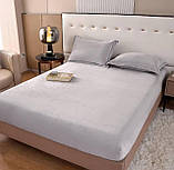 Велюрове простирадло (наматрацник) на гумці натяжне з 2 наволочками 180*200*25 см, фото 2