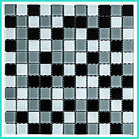 Скляна мозаїка чорно-сіра 298х298 мм для ванної кухні самоклейна плитка декор 3D ефект GA1