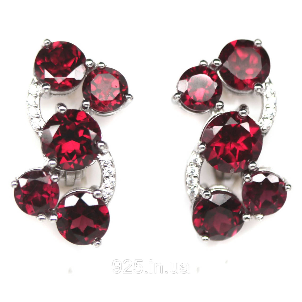 Сережки. Натуральний гранат родоліт. Срібло 925., фото 1