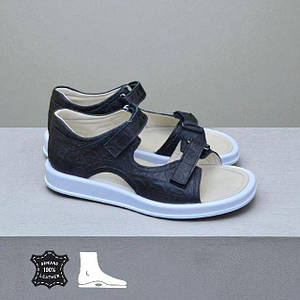 Дитячі підліткові ортопедичні босоніжки на липучках з натуральної шкіри 41 розмір