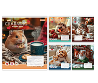 Тетрадь цветные школьная 18 листов клетка 1 Вересня Charming Твердая обложка