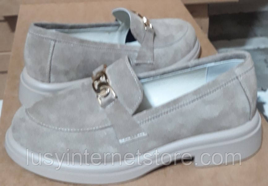 Туфлі жіночі лофери замшеві від виробника модель ЛОН25-147-2, фото 1