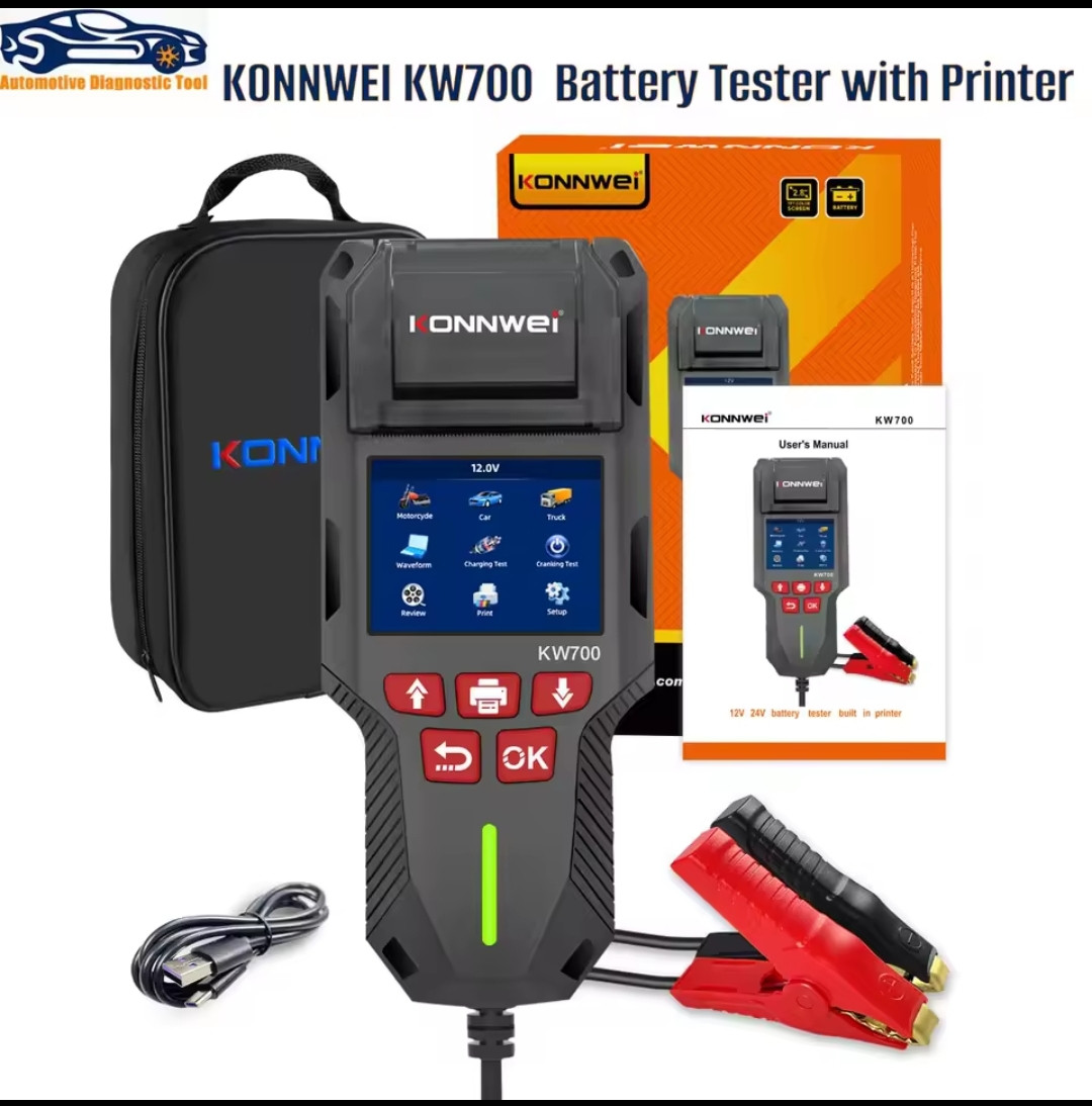 Konnwei KW700 — тестер АКБ для авто, вантажівок (12-24V принтер, тести), фото 1