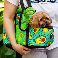 Сумка-переноска для тварин до 4 кг з сіткою м'яка для перенесення для собак і кішок зелена авокадо