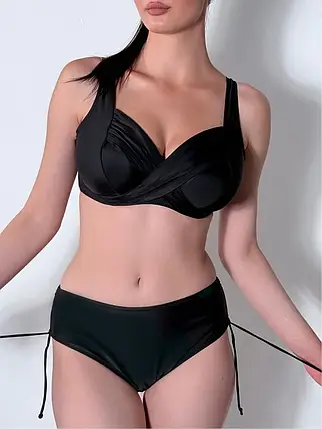 Купальник 2025 для полных SISIANNA 51810 Кейла черный (В НАЛИЧИИ ТОЛЬКО 50 52 54 56 58  УКР р-ры), фото 1