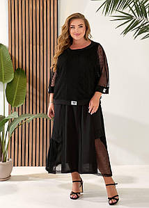 Сарафан та сітка " Логіка " чорний великого розміру батал Розміри: 48-50, 52-54, 56-58