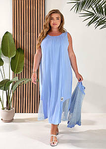Сарафан та сітка " Логіка " блакитний великого розміру батал Розміри: 48-50, 52-54, 56-58