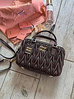 Miu Miu Matelassé Leather Crossbody Bag Chocolate
