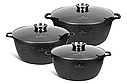 Набір кухонного посуду (великих каструль) 10/13.5/18.5 л Edenberg EB-8152 6 предметів із мармуровим покриттям, фото 7
