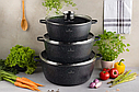 Набір кухонного посуду (великих каструль) 10/13.5/18.5 л Edenberg EB-8152 6 предметів із мармуровим покриттям, фото 8