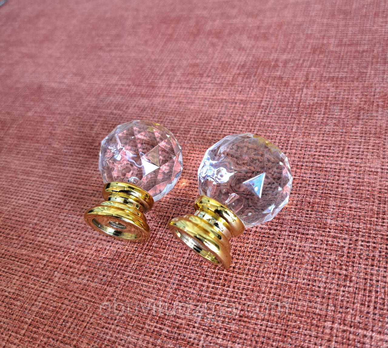 Меблева ручка кришталик оргстекло 30мм золото, фото 1