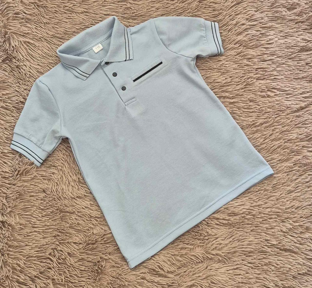 Блакитна футболка поло для хлопчиків р.116/140; Гурт. Україна, фото 1