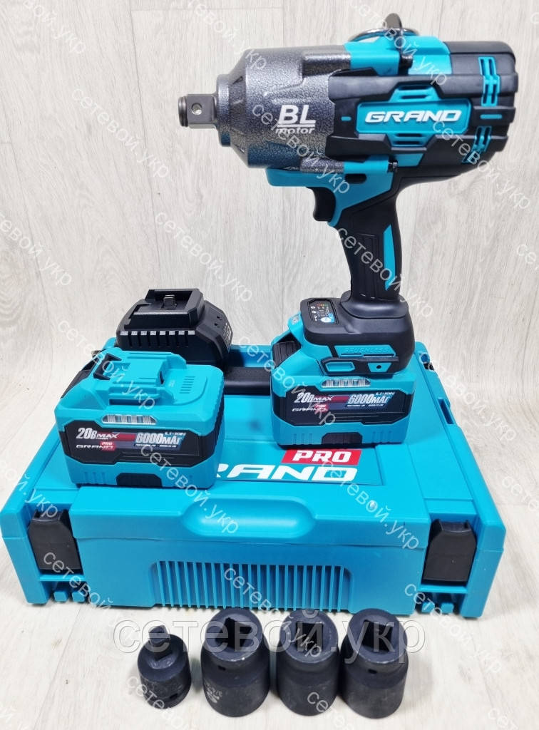 2 АКБ 6 А/год Гайковерт акумуляторний ударний GRAND АГ-2100UBL