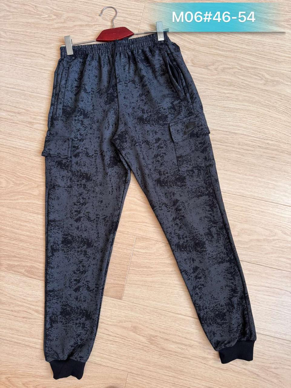 Чоловічі спортивні штани під гумку трикотаж 48-56 норма з накладною кишенею мармур, фото 1