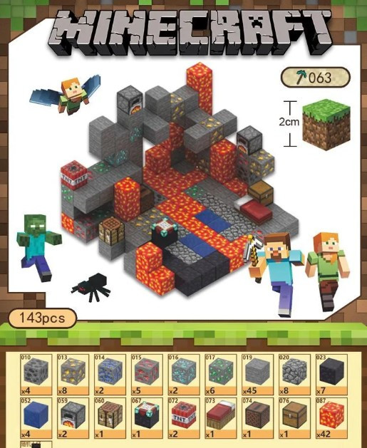 Магнітний конструктор Minecraft 063 — 143 деталі для справжніх шукачів пригод Конструктор кубиків Minecraft Magnetic Cube лавові річки 143 деталі