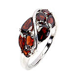 Каблучка. Натуральний гранат. Срібло 925., фото 2