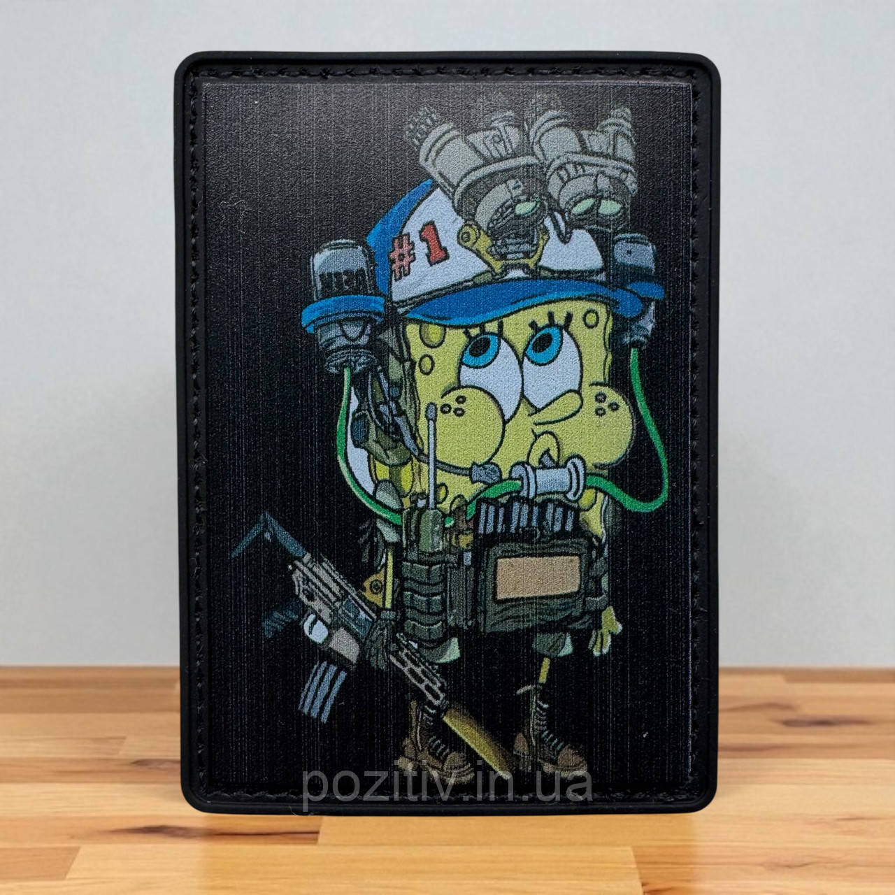 Шеврон ПВХ «Тактичний Губка Боб» на липучці 70×50 мм, фото 1