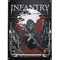 Плакат прапор Infantry The Queen of Battle — тактичний баннер 100×70 см на люверсах